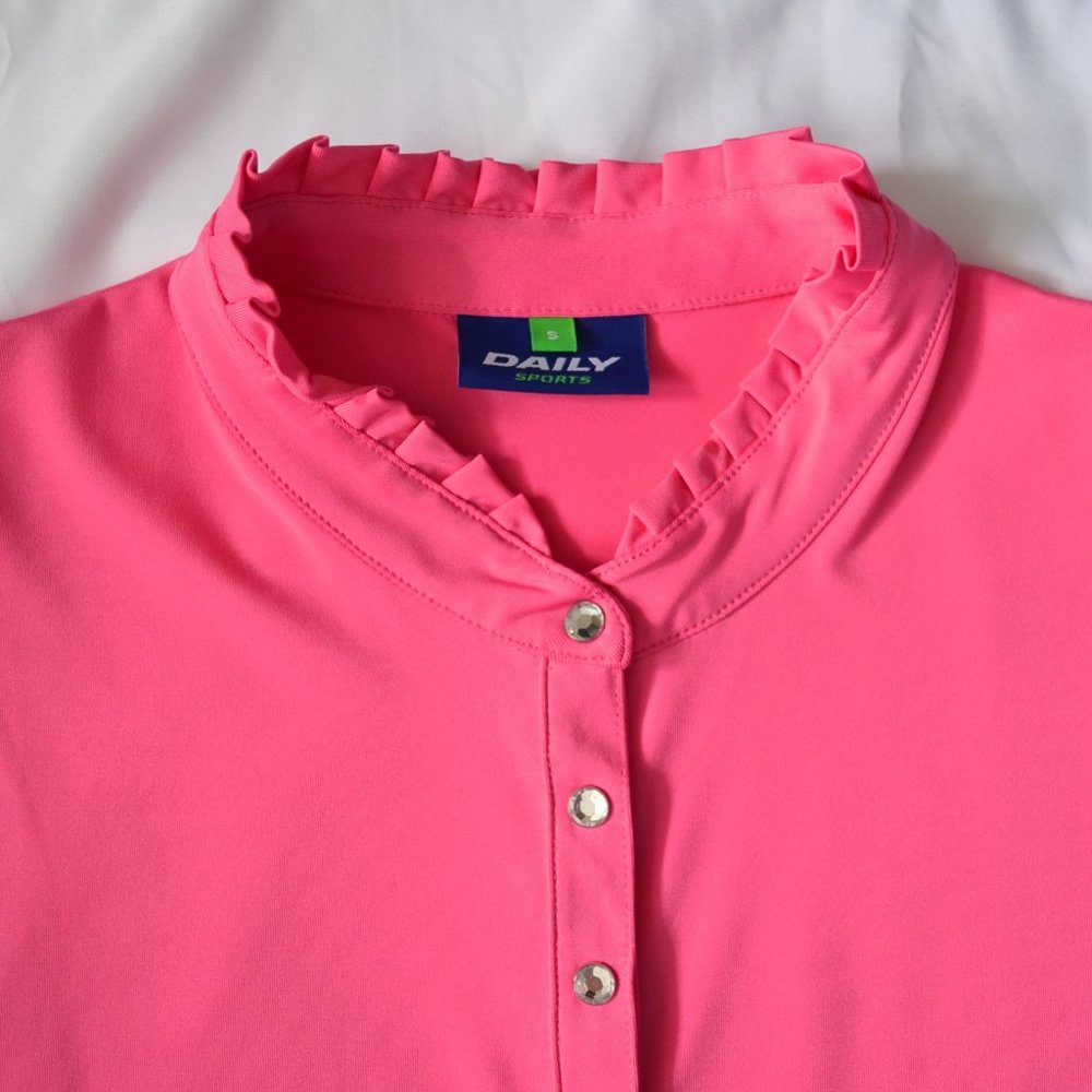 Hot Pink Rhinestone Button Athletic Top - Picture 3 of 5